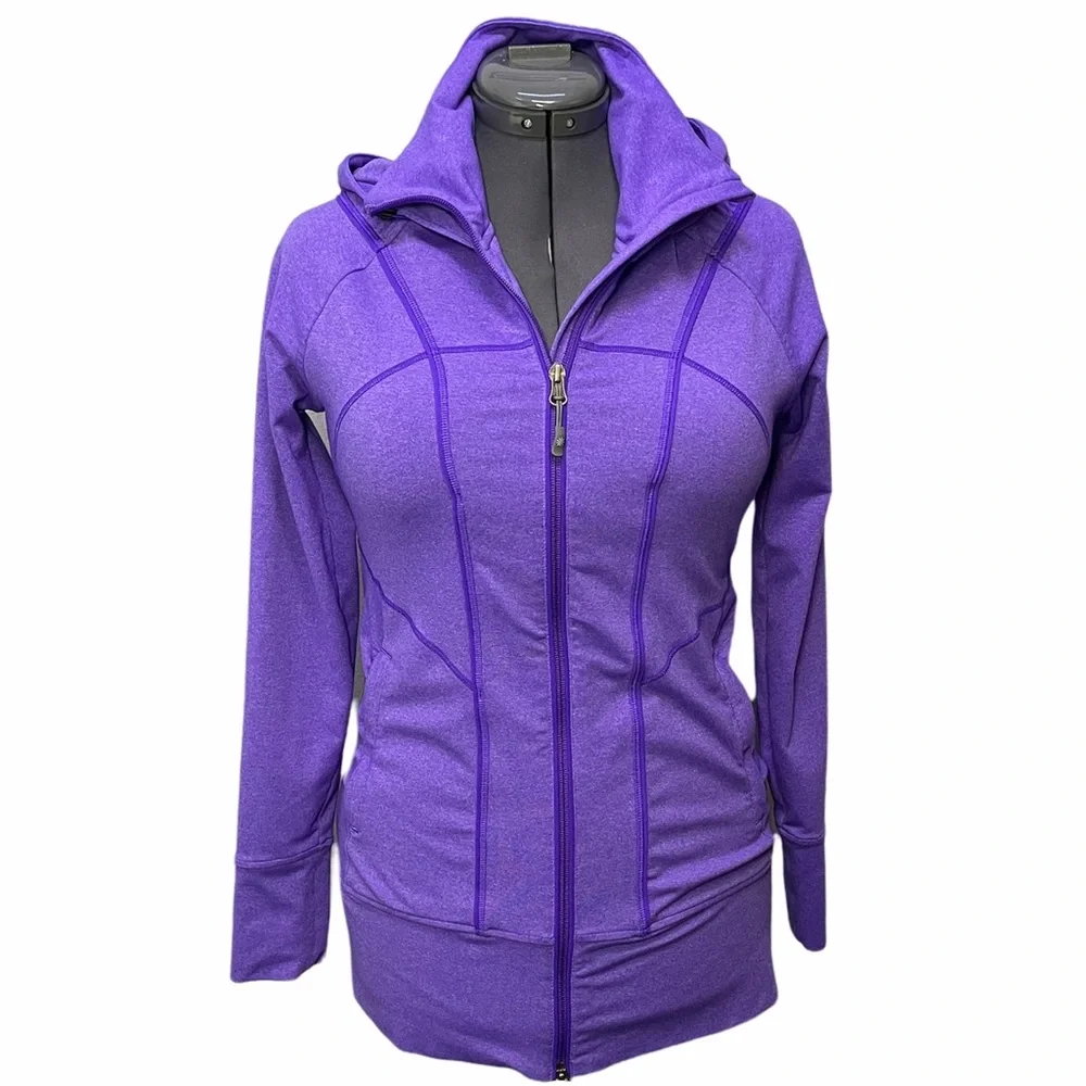 Athleta Rishi Jacket Yoga Hoodie Size M Medium Purple 59006 Hoody Zip Front L/S - Picture 1 of 10